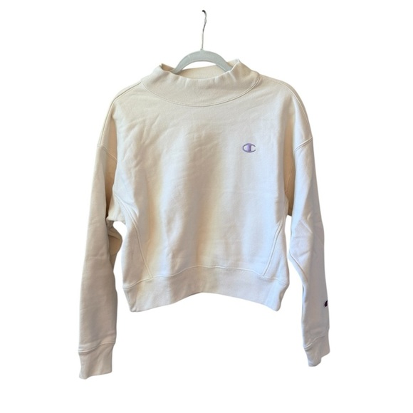 Champion Cream Cropped Boxy Hoodie - Picture 1 of 8